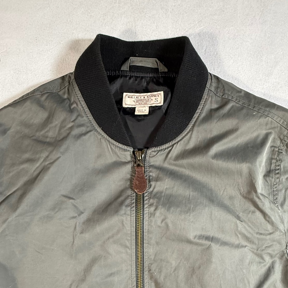 Wallace & Barnes Bomber Jacket Mens Small Olive Green Full Zip Coat 90s